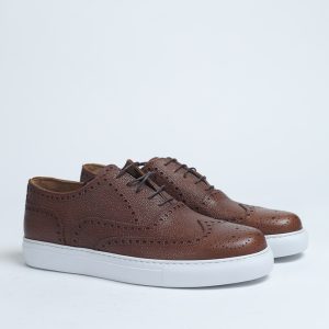 Brown sneaker with brogue leather
