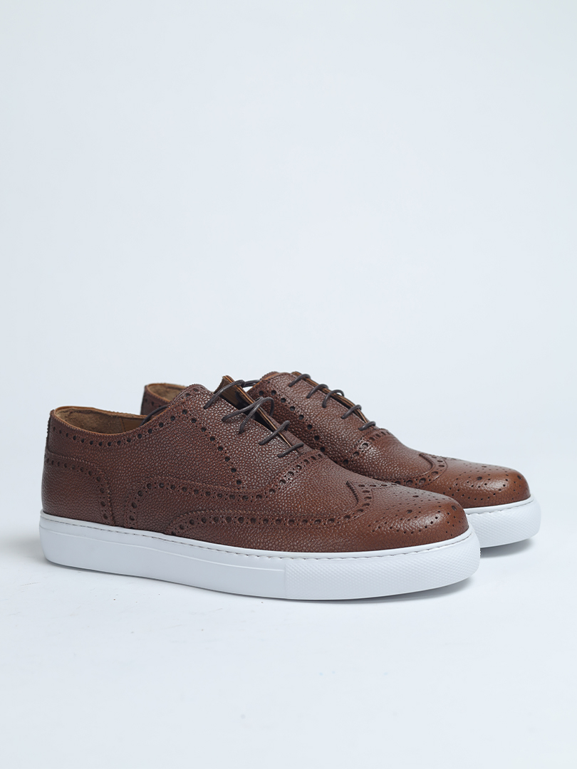 Brown sneaker with brogue leather – House of Diberr